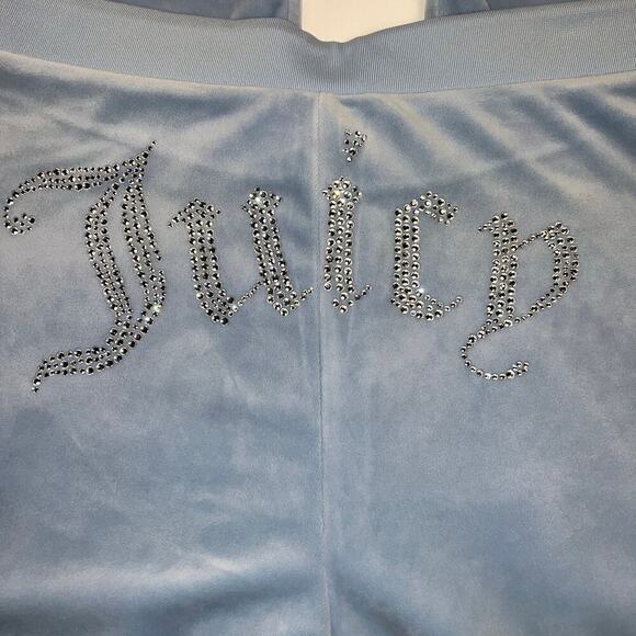 Juicy Couture Y2K OG Bling Logo Velour Track Pants Pastel Turquoise Size XL - Picture 8 of 14